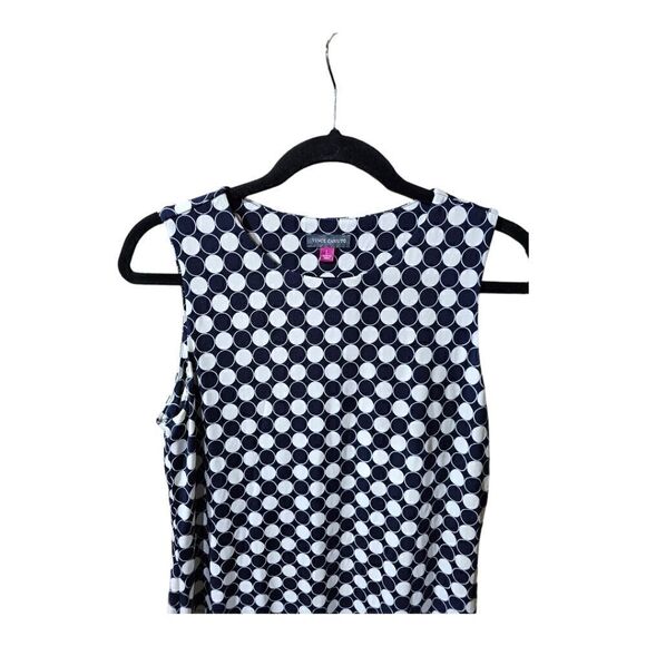 VINCE‎ CAMUTO Navy & White Polka Dot Sleeveless Sheath Dress - Size Large - Picture 3 of 8
